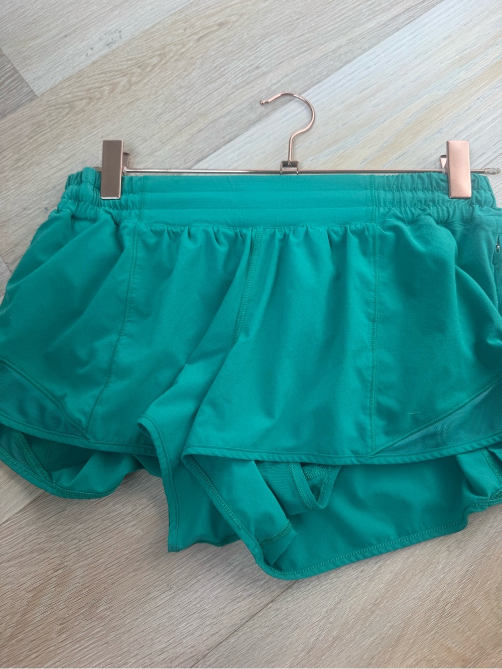 lululemon athletica teal layered running shorts 2.5 inches